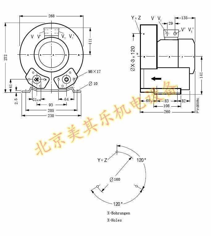 三相700w高壓鼓風(fēng)機CAD簡圖
